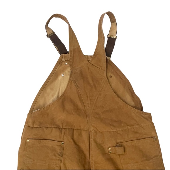 Carhartt Bib Overalls R06 Mens Brown Quilt Lined Duck Canvas  46x32 Workwear - Picture 7 of 16
